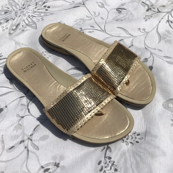 stuart weitzman gold flat sandals